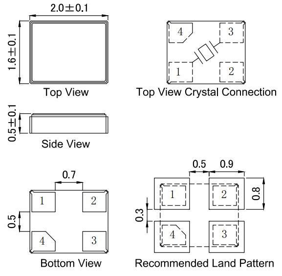 Dimension of Size 2.0x1.6mm, Small Footprint, Ideal for Space Constrained Quartz Crystal